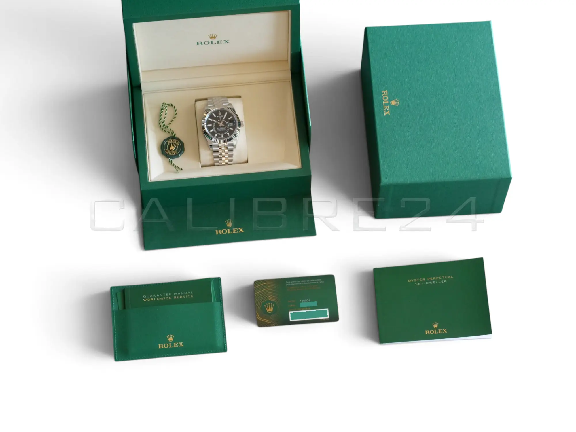 Rolex Sky-Dweller 336934 black dial 2025 full set box green warranty card papers Calibre24 Perth