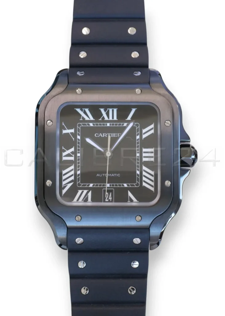Cartier Santos de Cartier Large ADLC WSSA0039 2023 black dial sword hands front view 39.8mm