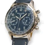 Patek Philippe 5172G-001 white gold blue dial chronograph 2020 front view 41mm