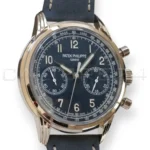 Patek Philippe 5172G-001 white gold blue dial chronograph 2020 front right view 41mm