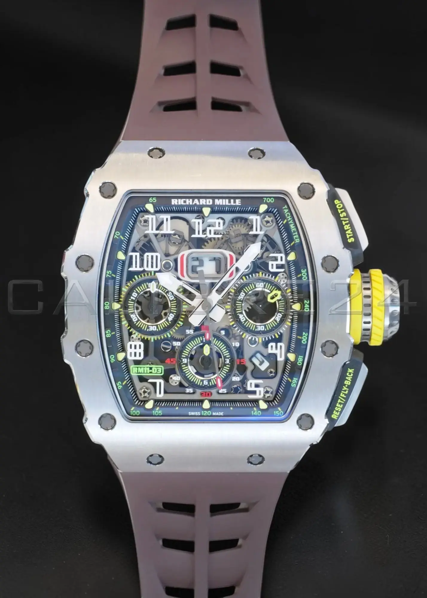 Richard Mille RM 11-03 Ti flyback chronograph in grade 5 titanium, available at Calibre24 Australia