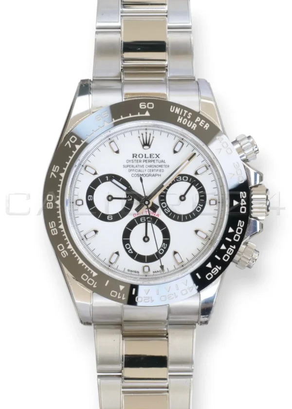 Rolex Daytona Panda 116500LN white dial black subdials 2021 NOS front view Oystersteel 40mm