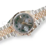 Rolex Datejust 36 Wimbledon 126231 slate grey dial green Roman numerals Everose gold bezel Jubilee front