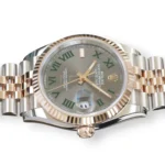 Rolex Datejust 36 Wimbledon 126231 slate grey dial green Roman numerals Everose gold bezel Jubilee front