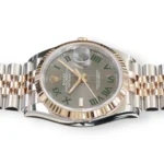 Rolex Datejust 36 Wimbledon 126231 slate grey dial green Roman numerals Everose gold bezel Jubilee front
