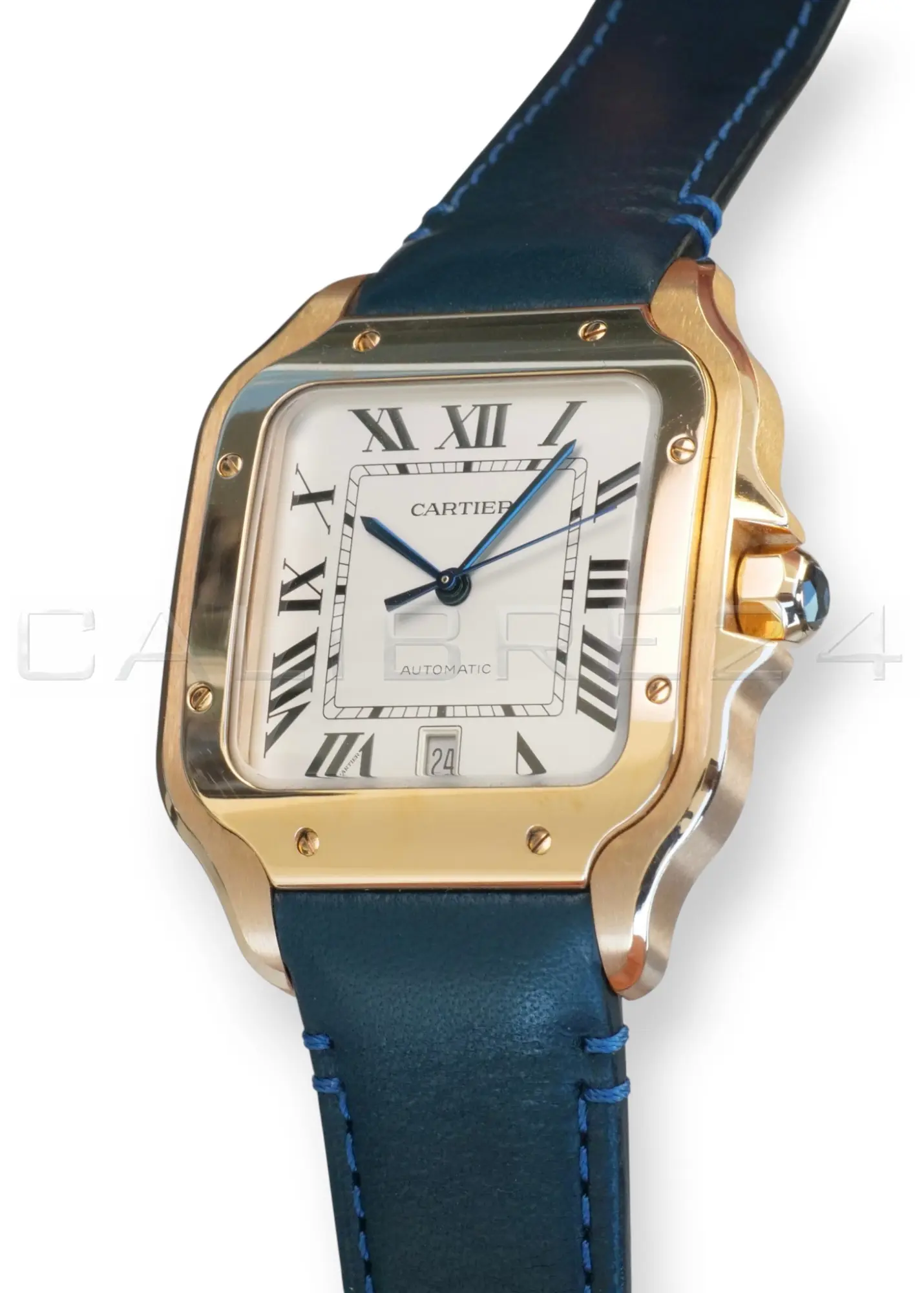 Cartier Santos de Cartier Large WGSA0019 18k rose gold silvered dial blued-steel hands front mint
