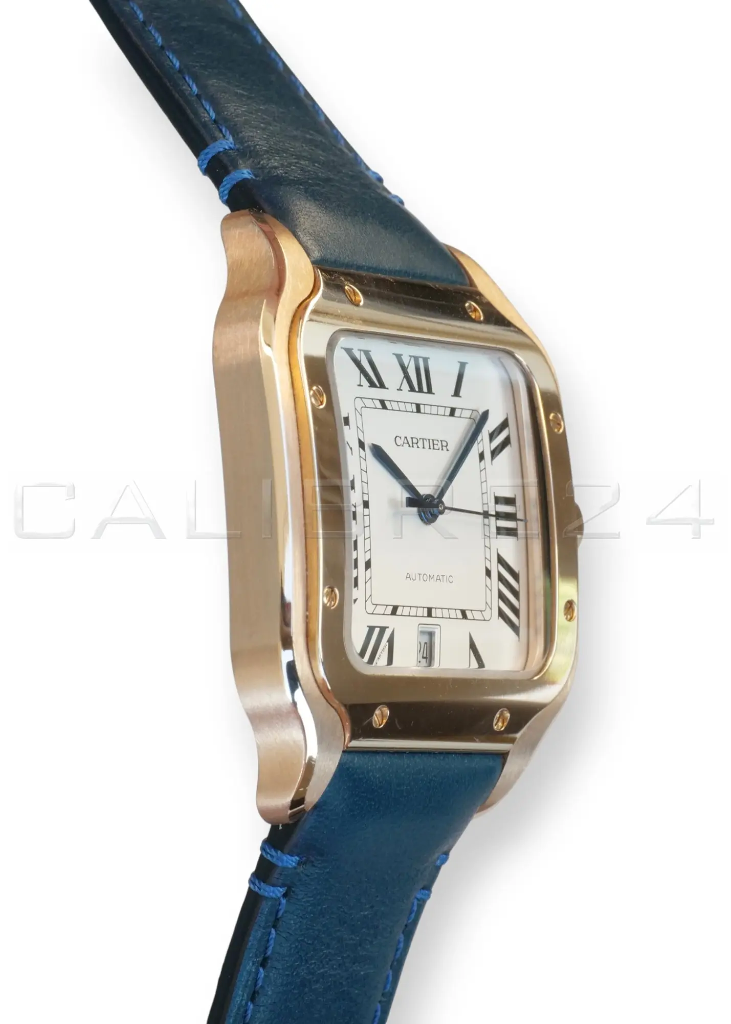 Cartier Santos de Cartier Large WGSA0019 18k rose gold silvered dial blued-steel hands front mint