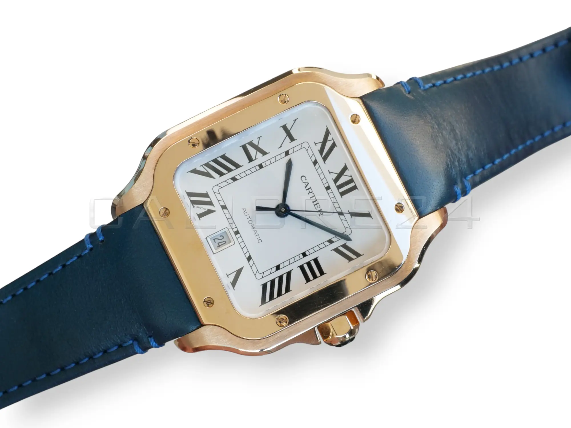 Cartier Santos de Cartier Large WGSA0019 18k rose gold silvered dial blued-steel hands front mint
