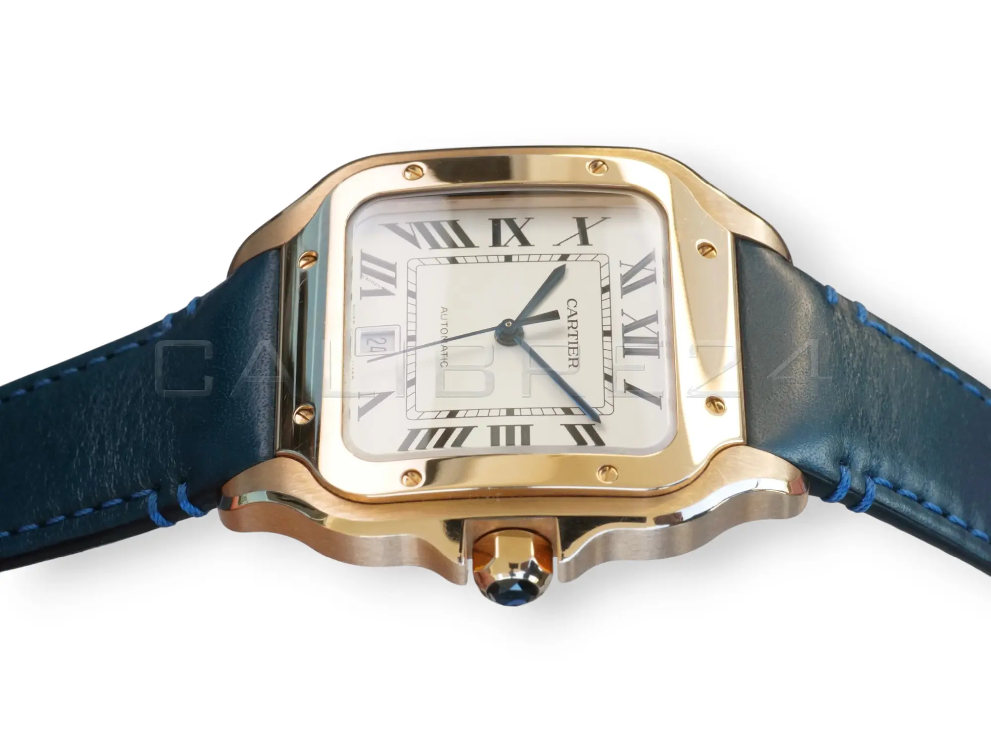 Cartier Santos de Cartier Large WGSA0019 18k rose gold silvered dial blued-steel hands front mint