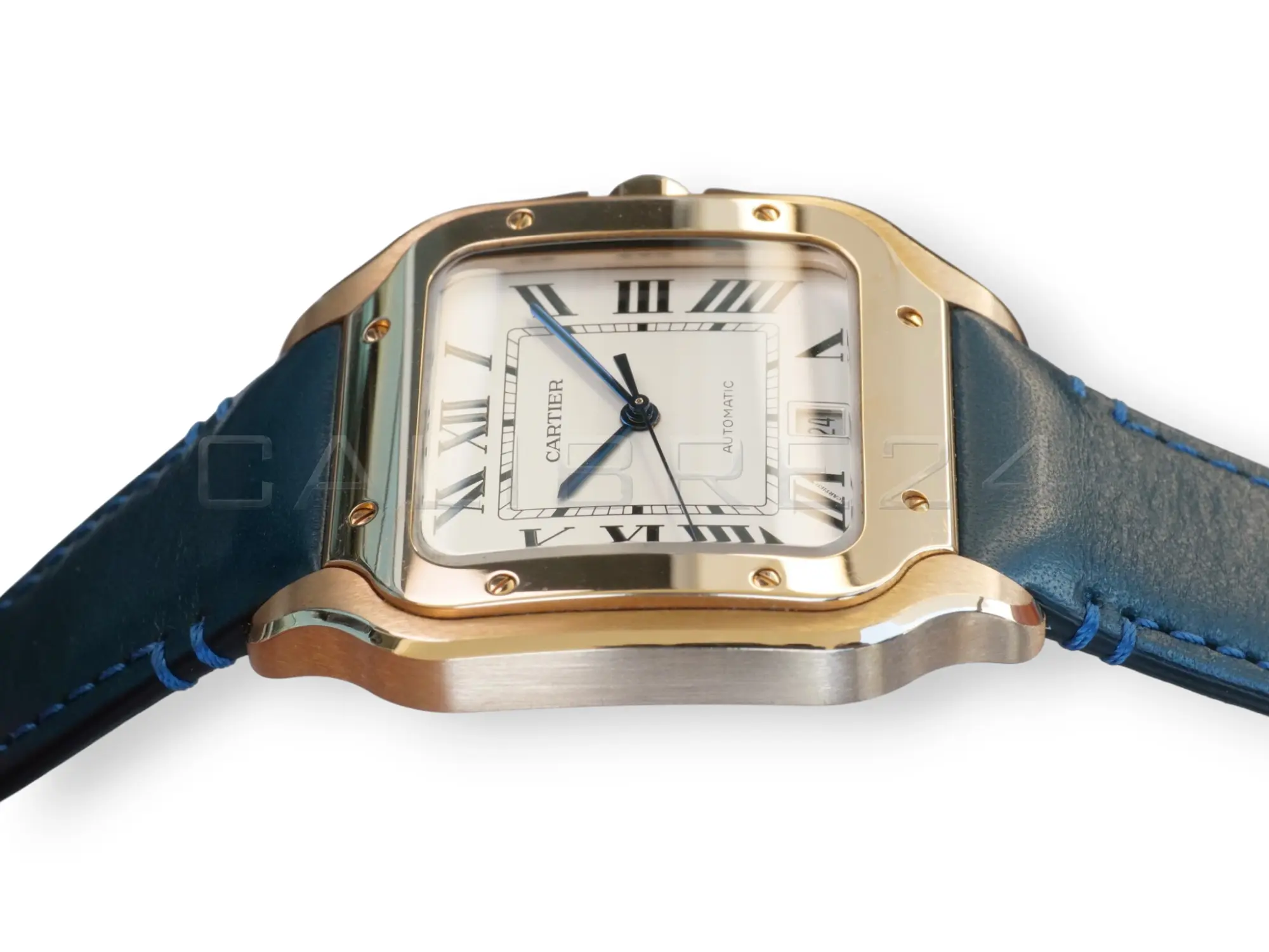 Cartier Santos de Cartier Large WGSA0019 18k rose gold silvered dial blued-steel hands front mint