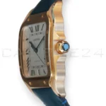 Cartier Santos de Cartier WGSA0019 7-sided rose gold crown blue sapphire faceted profile detai