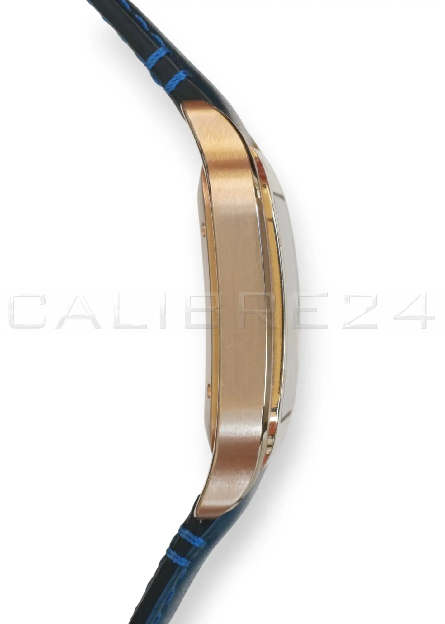 Cartier Santos de Cartier WGSA0019 7-sided rose gold crown blue sapphire faceted profile detai