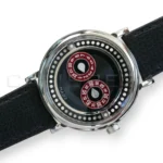 MB&F M.A.D.2 R&B midnight black dial vinyl record groove texture red jumping hour trailing minutes discs