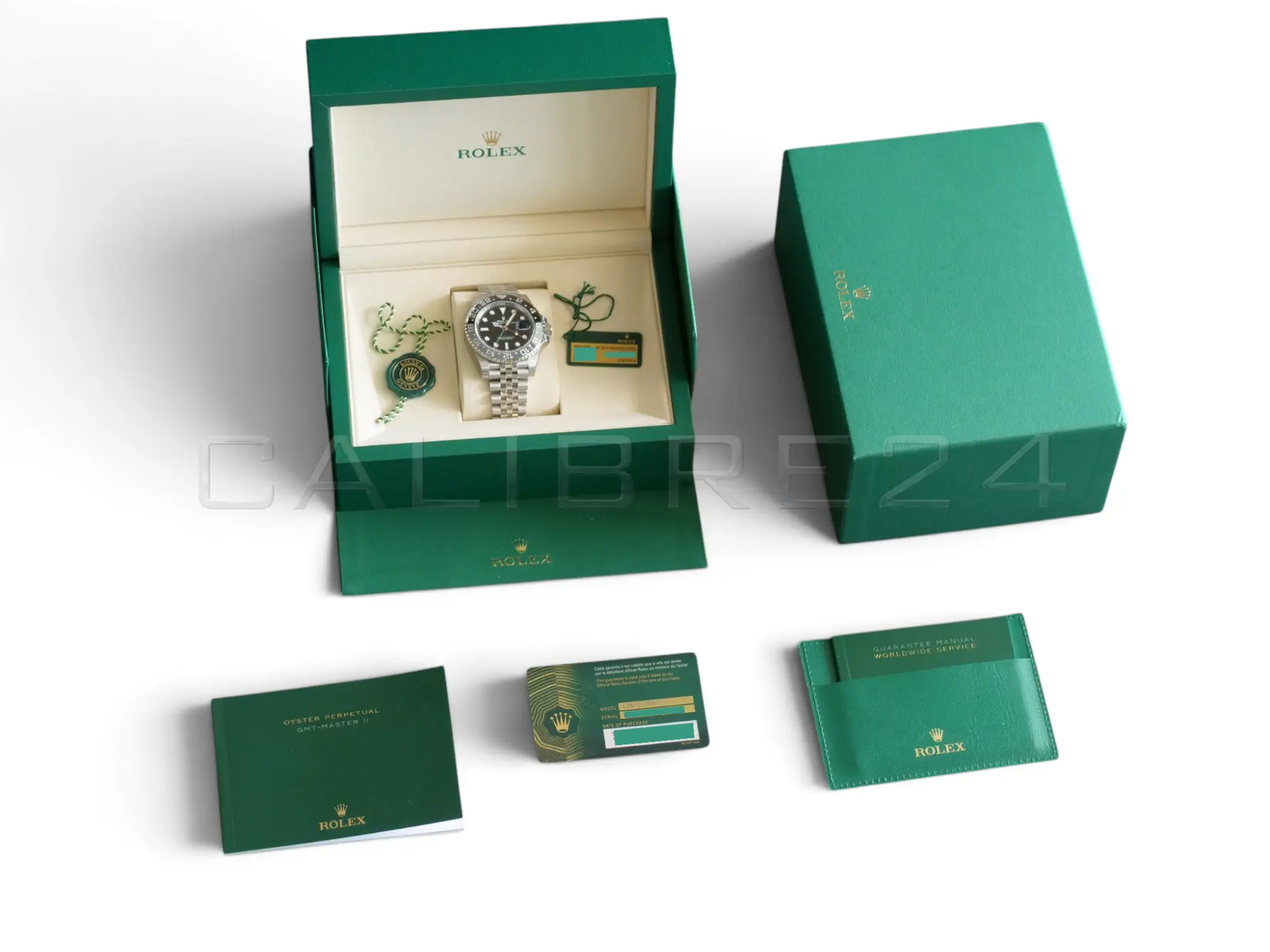 Rolex GMT-Master II Bruce Wayne 126710GRNR 2026 full set wooden card green serial tag Calibre24 Perth