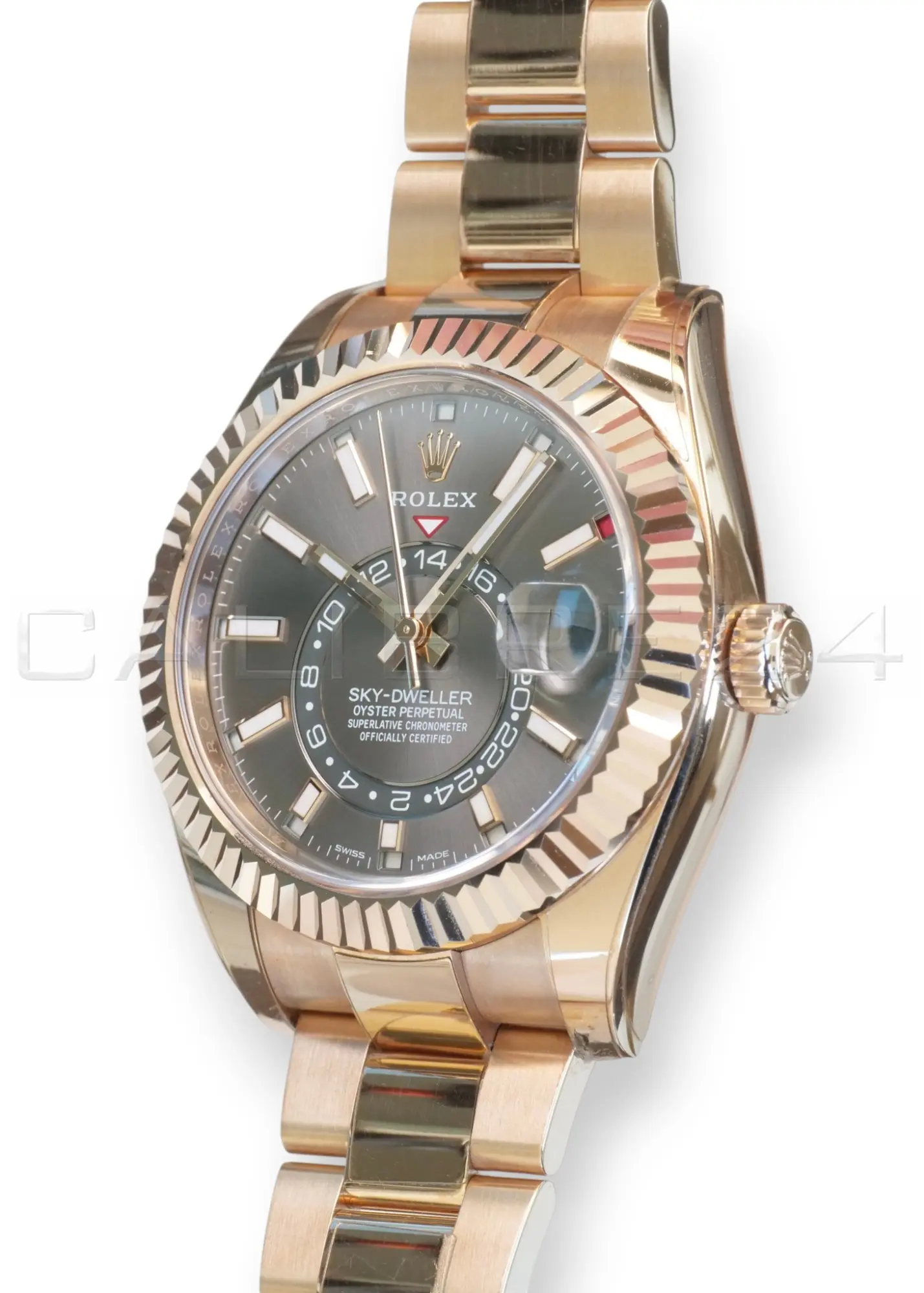 Rolex Sky-Dweller 326935-0007 dark rhodium dial 18k Everose gold Oyster bracelet 42mm mint front