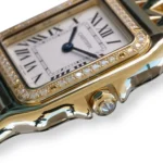 Cartier Panthère WJPN0085 brilliant-cut diamond-set bezel yellow gold crown diamond detail