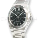 IWC Ingenieur Automatic 40 IW328901 mint Q3 2026 black guilloche dial stainless steel fully brushed bracelet front view