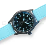 IWC IW328107 George Russell Limited Edition ceramic case close-up blue dial alpha hands date at 3 — calibre24.com.au