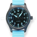 IWC Pilot's Watch Automatic 41 George Russell Limited Edition IW328107 black ceramic blue Super-LumiNova dial brand new 2026 — full front view