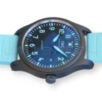 IWC Pilot's Watch Automatic 41 George Russell Limited Edition IW328107 black ceramic blue Super-LumiNova dial brand new 2026 — full front view