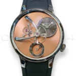 MB&F Legacy Machine 101 EVO salmon CVD dial 40mm titanium 2026 mint front view flying balance wheel