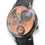 MB&F Legacy Machine 101 EVO salmon CVD dial 40mm titanium 2026 mint front view flying balance wheel