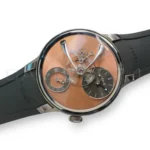 MB&F LM101 EVO grey rubber integrated strap titanium folding buckle hours minutes 2 o'clock power reserve