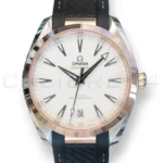 Omega Seamaster Aqua Terra 150M 41 steel and Sedna gold silver teak dial black rubber strap full set 2025 ref 220.22.41.21.02.001