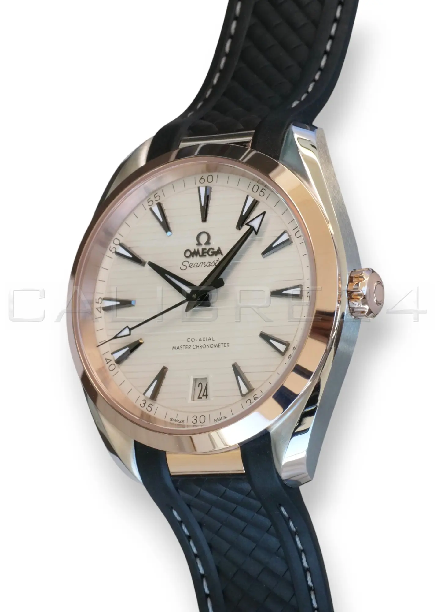 Omega Seamaster Aqua Terra 150M 41 steel and Sedna gold silver teak dial black rubber strap full set 2025 ref 220.22.41.21.02.001