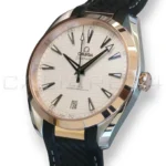 Omega Seamaster Aqua Terra 150M 41 steel and Sedna gold silver teak dial black rubber strap full set 2025 ref 220.22.41.21.02.001
