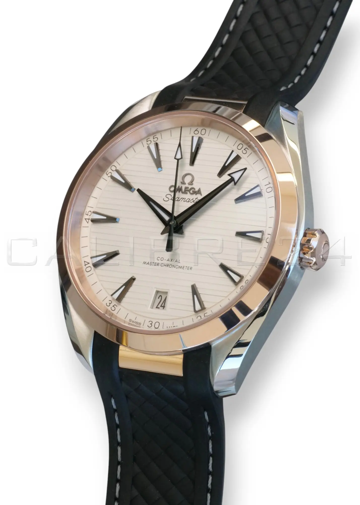 Omega Seamaster Aqua Terra 150M 41 steel and Sedna gold silver teak dial black rubber strap full set 2025 ref 220.22.41.21.02.001
