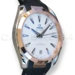Omega Seamaster Aqua Terra 150M 41 steel and Sedna gold silver teak dial black rubber strap full set 2025 ref 220.22.41.21.02.001