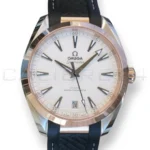 Omega Seamaster Aqua Terra 150M 41 steel and Sedna gold silver teak dial black rubber strap full set 2025 ref 220.22.41.21.02.001