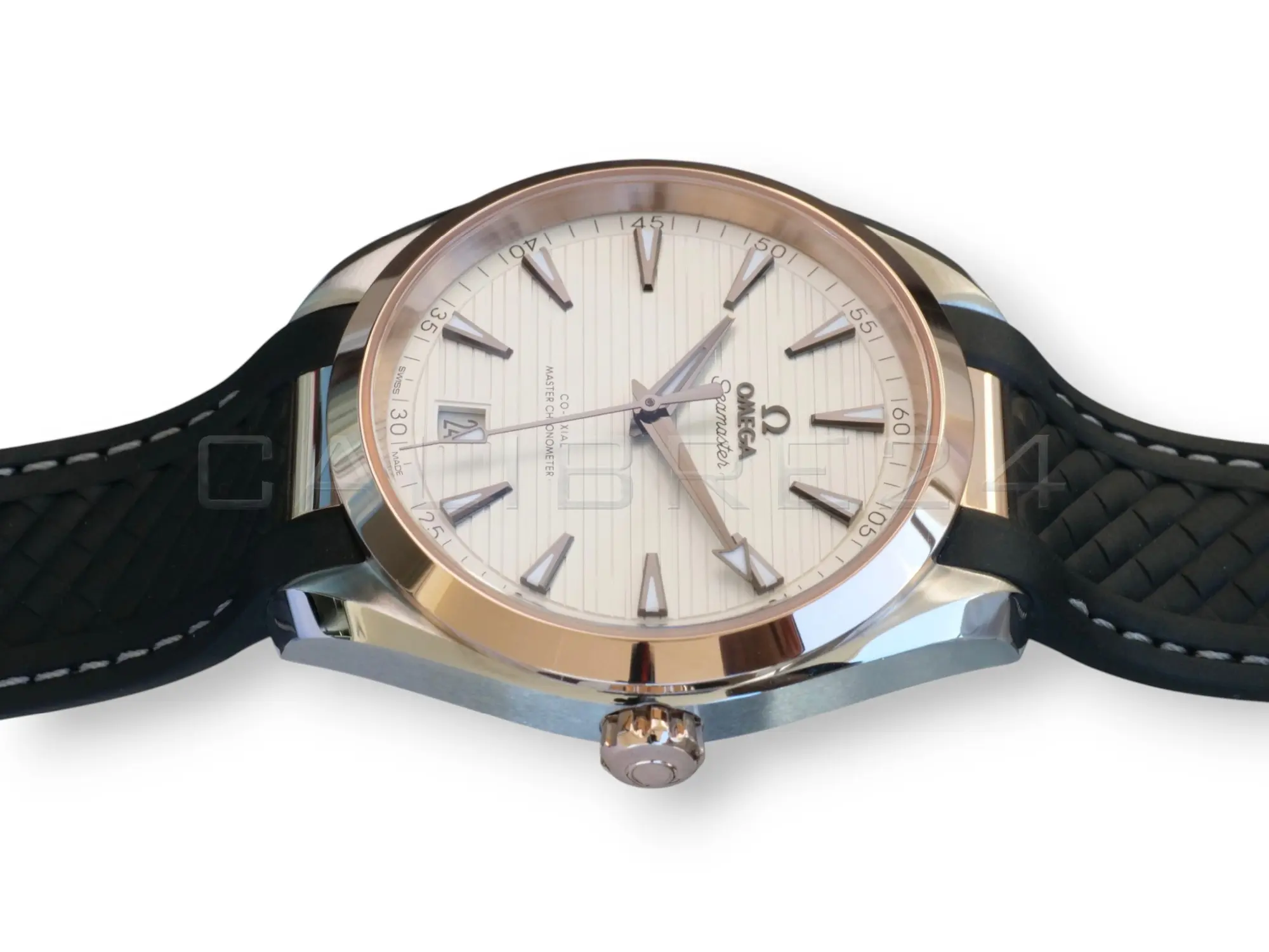 Omega Seamaster Aqua Terra 150M 41 steel and Sedna gold silver teak dial black rubber strap full set 2025 ref 220.22.41.21.02.001