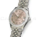 Rolex Datejust 31 278344RBR brand new 2026 — pink sunray Roman dial with applied white gold numerals and date at 3 o'clock