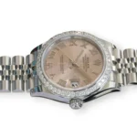 Rolex Datejust 31 278344RBR brand new 2026 — pink sunray Roman dial with applied white gold numerals and date at 3 o'clock