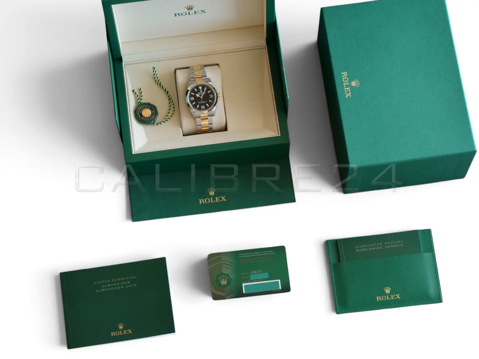 Rolex Explorer 36 124273 NOS 2024 full set original Rolex boxes manuals warranty card hang tag Calibre24 Perth